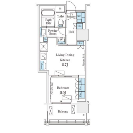 1LDKの間取りの画像