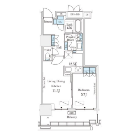 1LDKの間取りの画像