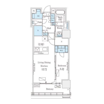 1LDKの間取りの画像