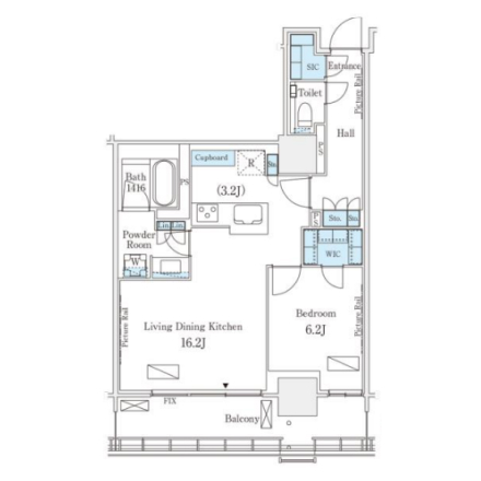 1LDKの間取りの画像