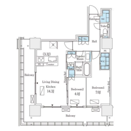 2LDKの間取りの画像