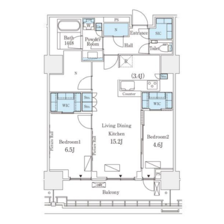 2LDKの間取りの画像