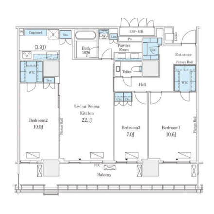 3LDKの間取りの画像