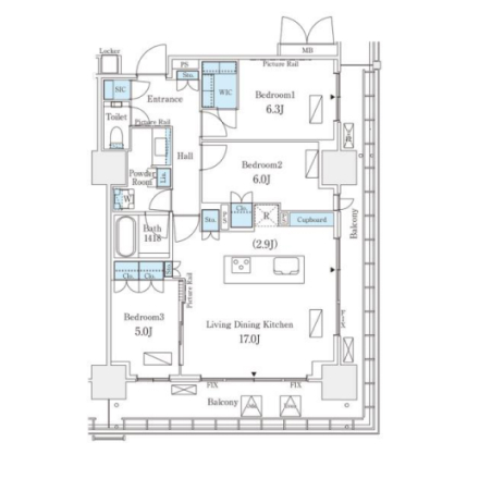 3LDKの間取りの画像
