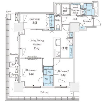 3LDKの間取りの画像